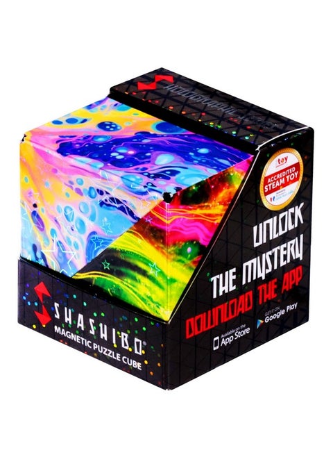 Shape Shifting Box - Award-Winning, Patented Fidget Cube W/ 36 Rare Earth Magnets - Transforms Into Over 70 Shapes, Download Fun In Motion Toys Mobile App (Holographic - Cosmos)