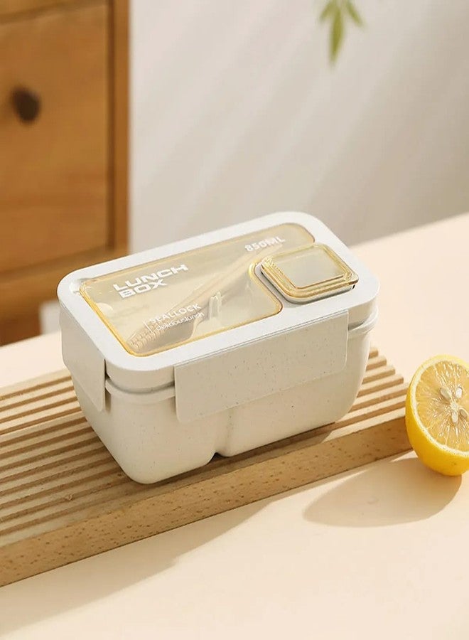 DEAL NUT Lunch Box with Spoon & Chopsticks 850ml | Eco-Friendly Wheat Straw Food Container | Leakproof Airtight Microwave Safe Meal Container for Office & School Use - Image 1