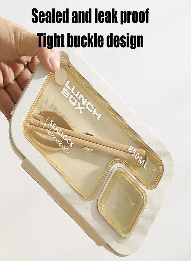 DEAL NUT Lunch Box with Spoon & Chopsticks 850ml | Eco-Friendly Wheat Straw Food Container | Leakproof Airtight Microwave Safe Meal Container for Office & School Use - Image 3