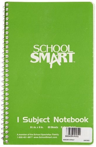 School Smart Spiral Non-Perforated 1 Subject College Ruled Notebook, 9-1/2 x 6 Inches - Image 2