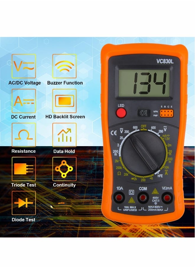 Generic Digital Multimeter, Multimeter with AC DC Voltmeter & Ohm Volt Amp Tester, Multifunction Battery Tester, Pocket Meter with Backlight Tests Wire, Voltage Tester Measure Voltage Current Resistance  - Image 4