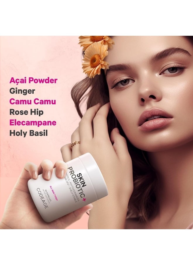 Codeage - Skin Probiotics + Prebiotics - Skin Care Routine Supplement - 50 Billion Cfu - Ayurvedic Botanical Herbs - Face Probiotics - Shelf Stable Cleanser, Non-Gmo, Vegan - 60 Capsules - Image 1