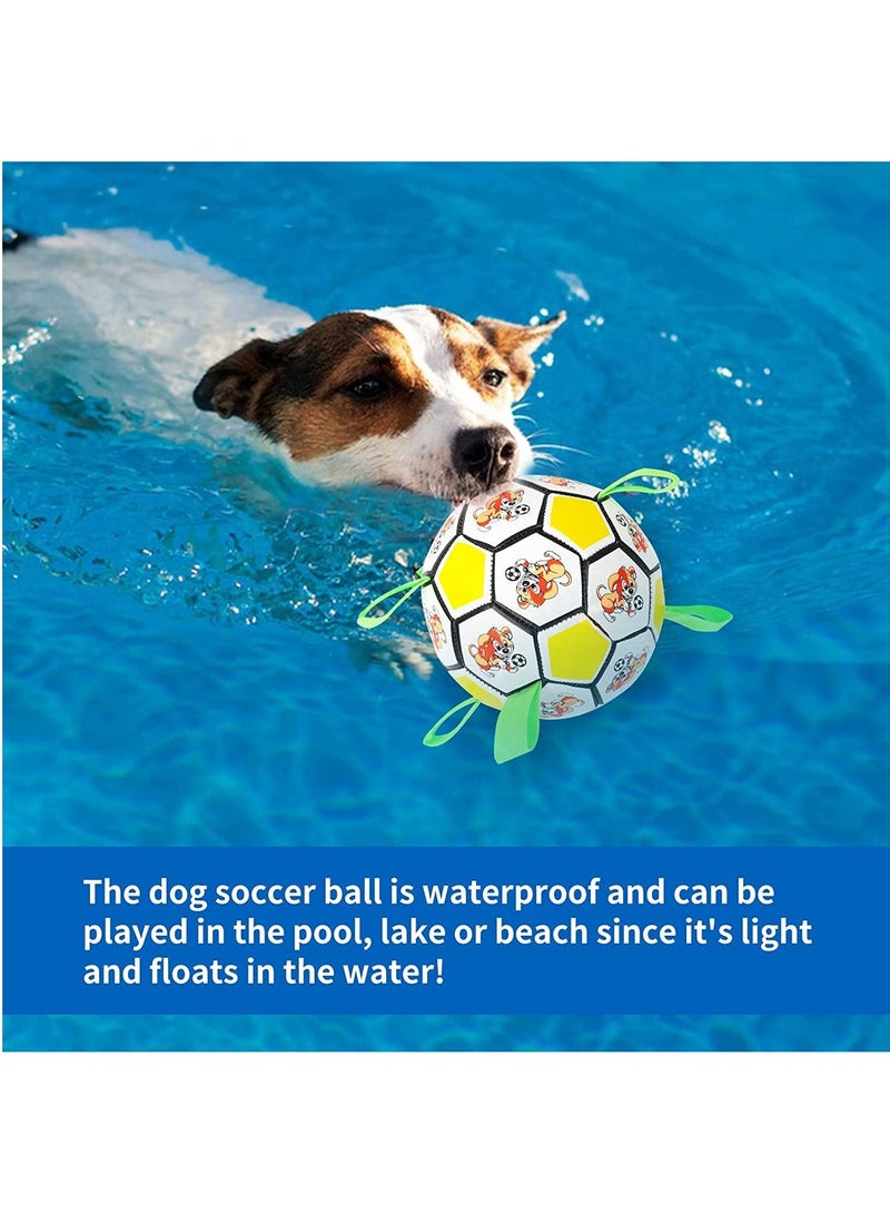 KASTWAVE Dog Toys Soccer Ball with Straps, World Cup Interactive Dog Toys for Tug of War, Puppy Birthday Gifts, Dog Tug Toy, Dog Water Toy, Durable Dog Balls for Small and Medium Dogs Yellow - Image 5
