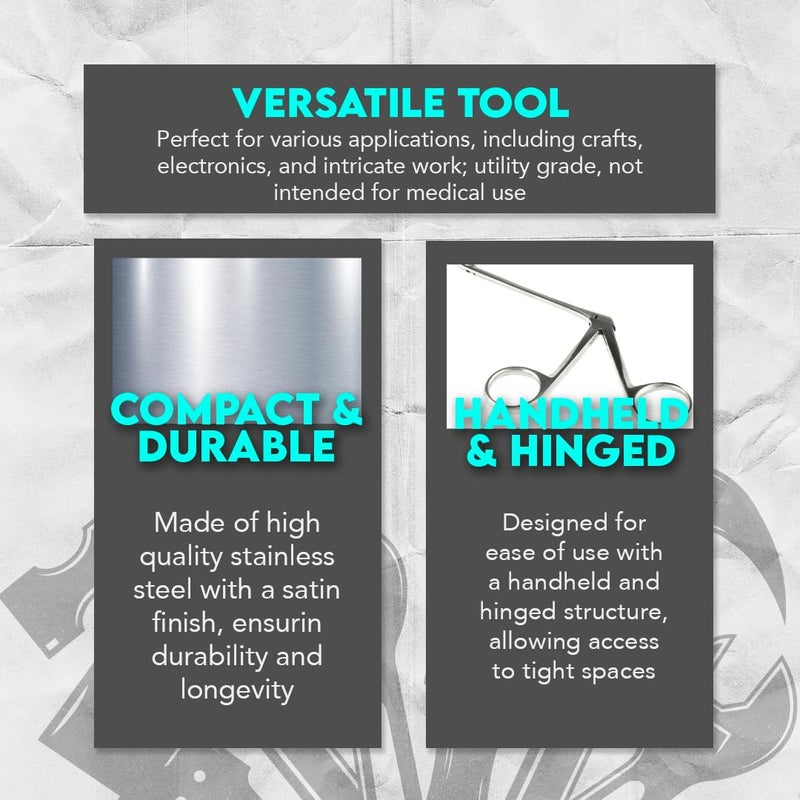 SE Stainless Steel Alligator Forceps, 3.5" - Durable, Serrated Tip for Precision Grasping in Hobbies, Crafts, Proffessionals, and DIYers - SPAF-3.5 - Image 2