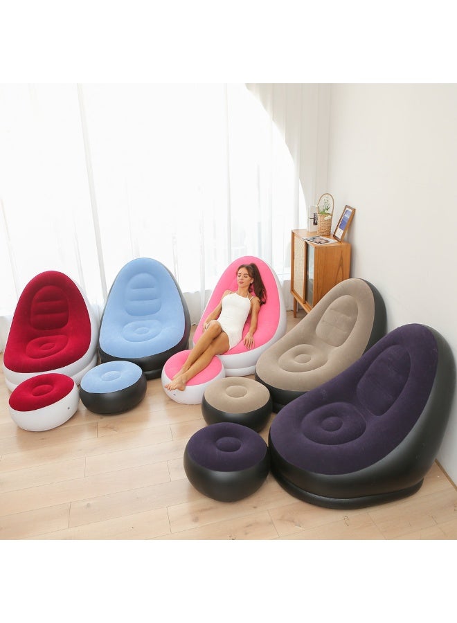 فكسر كرسي أريكة قابل للنفخ مع مسند للقدمين، كرسي استرخاء قابل للنفخ، مقعد شاطئ محمول للجلوس في الهواء الطلق والتخييم والسفر - Image 5