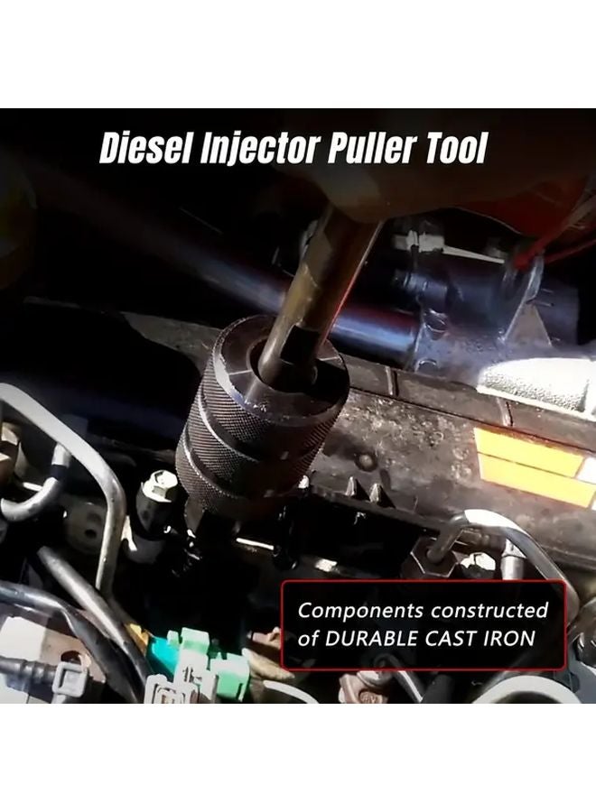 Heavy Duty Diesel Fuel Injector Removal Kit With Slide Hammer Puller Tool M12 M14 Adapters - Image 4