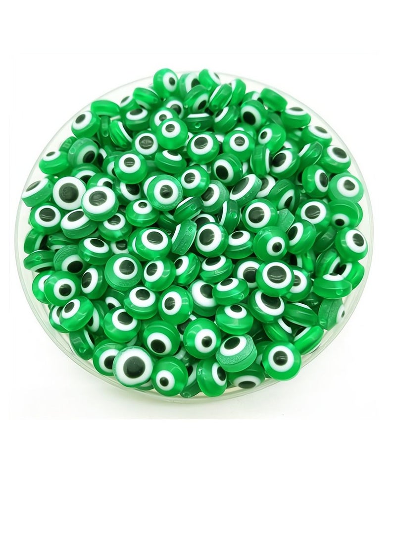Excefore - Evil Eye Beads, Round Evil Eye Handmade Resin Beads, Charms Round Evil Eye Spacer Beads Handmade Beads for DIY Jewelry Bracelet Earring Necklace Craft Making, Green, 200 Pcs - Image 1