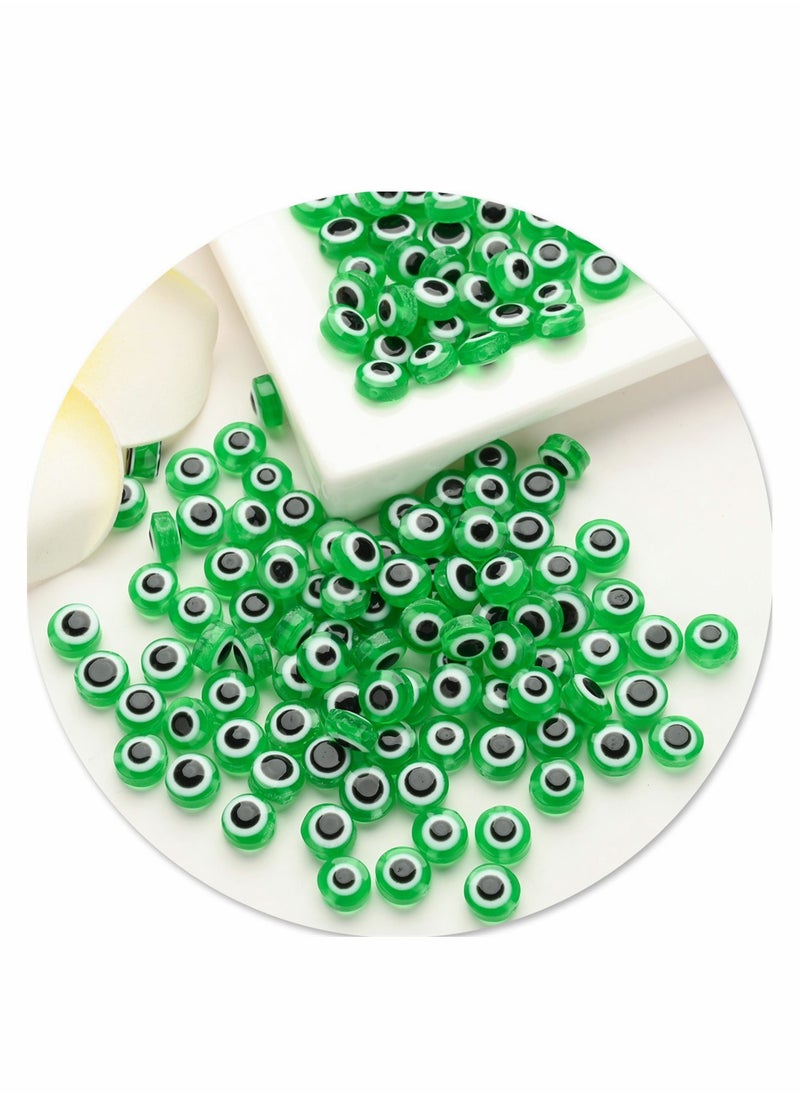 Excefore - Evil Eye Beads, Round Evil Eye Handmade Resin Beads, Charms Round Evil Eye Spacer Beads Handmade Beads for DIY Jewelry Bracelet Earring Necklace Craft Making, Green, 200 Pcs - Image 1