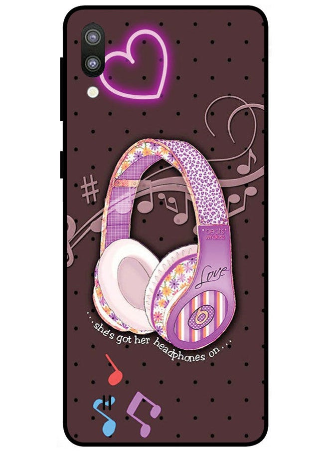 EYE CATCH - Protective Case Cover For Samsung Galaxy M10 Smart Series Printed Protective Case Cover for Samsung M10 She's Got Her Headphones On - Image 1
