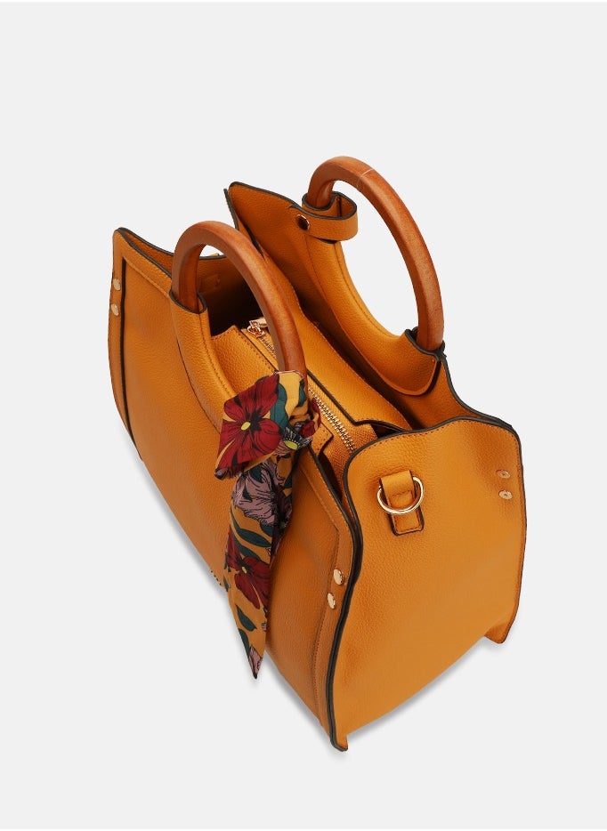 AMICA - Sapphire Women's Satchel Handbag - Mustard Yellow - Image 1