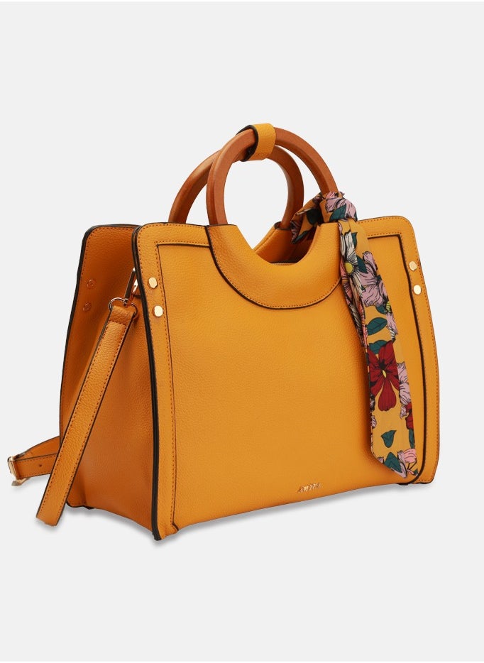 AMICA - Sapphire Women's Satchel Handbag - Mustard Yellow - Image 1