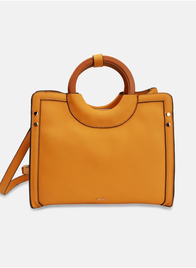 AMICA - Sapphire Women's Satchel Handbag - Mustard Yellow - Image 1