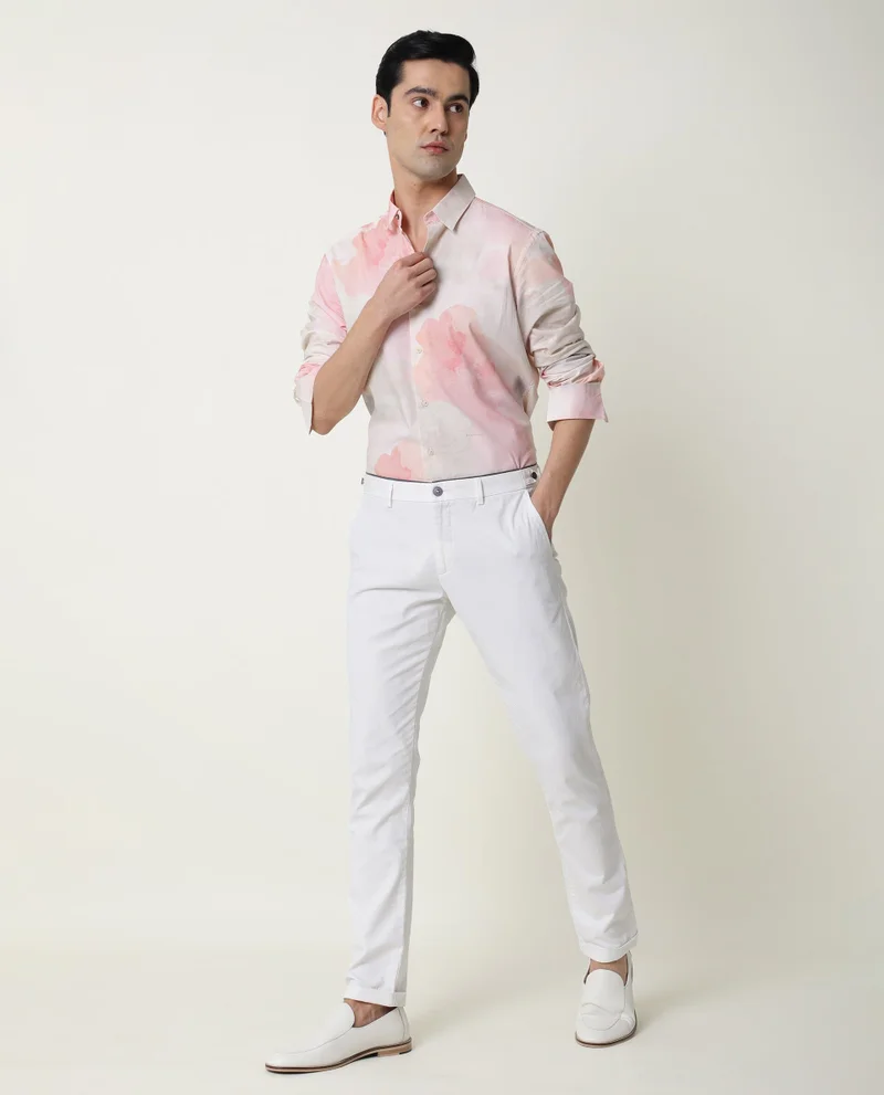 Rare Rabbit Rare Rabbit Men's Fife Pink Viscose Fabric Full Sleeves Abstract Print Shirt