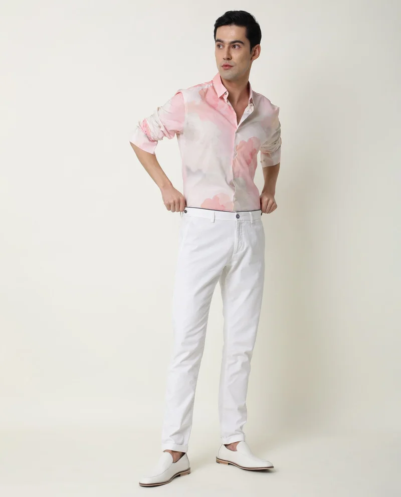 Rare Rabbit Rare Rabbit Men's Fife Pink Viscose Fabric Full Sleeves Abstract Print Shirt