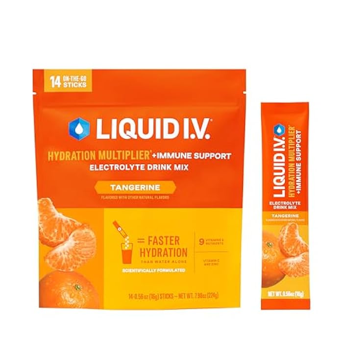 Liquid I.V. سائل I.V.® مضاعف الترطيب + دعم المناعة - برتقال | مسحوق مشروب الإلكتروليت | 1 عبوة (14 حصة) - Image 1