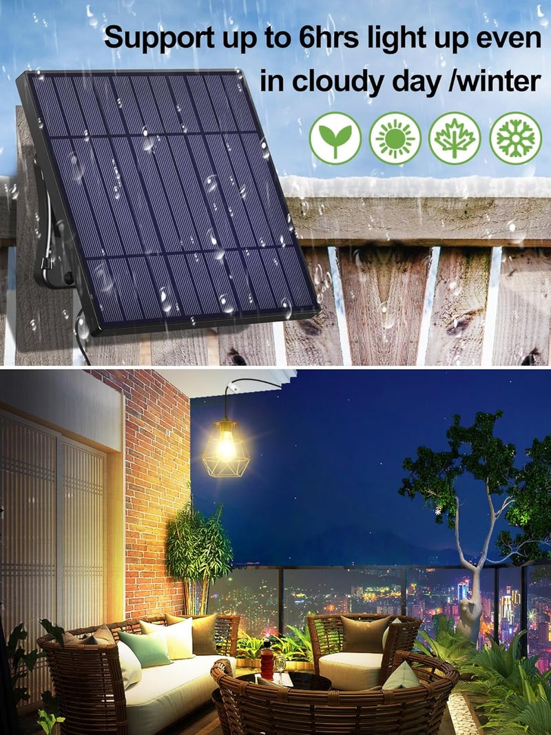 intelamp Solar Pendant Lights Indoor Outdoor, 4000mAh Gazebo Shed Chandeliers with Remote Dust to Dawn Mode 16.4Ft Hanging Lighting Interior for Outside Barns Toolsheds Chicken Coop - Image 2