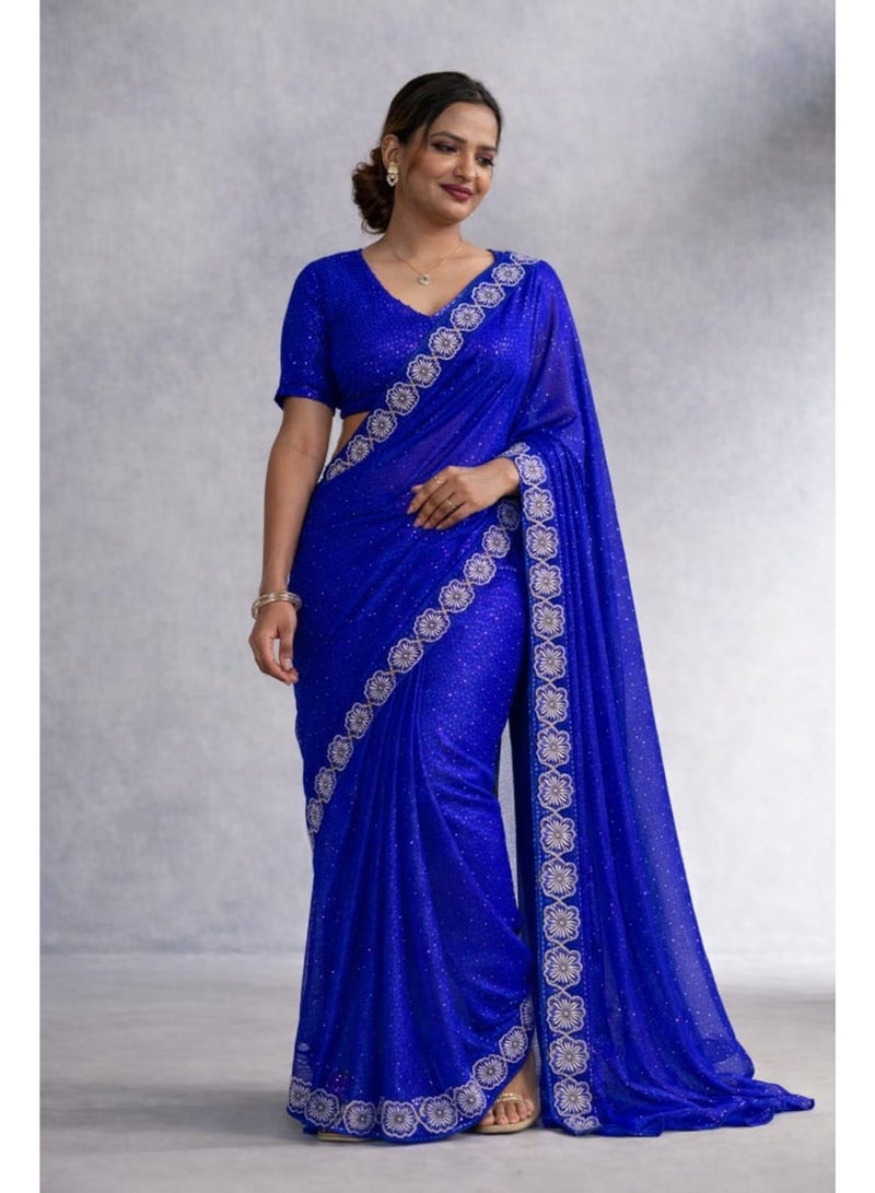 Royal Azure Embellished Saree