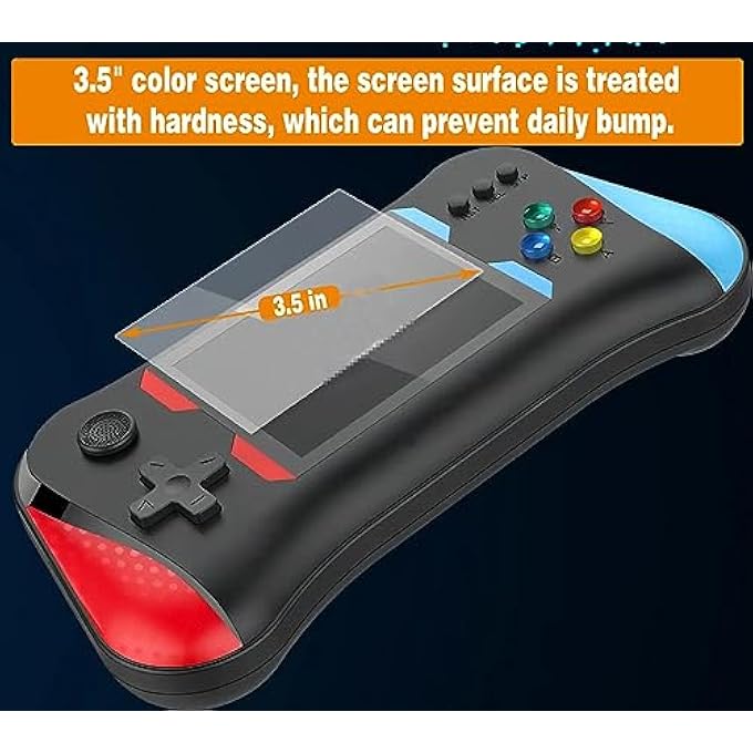 PORTABLE HANDHELD GAME CONSOLE FOR KIDS ADULTS, 3.5 INCHES LARGE SCREEN PRELOADED 500 CLASSIC RETRO VIDEO GAMES, 1200MAH RECHARGEABLE BATTERY SUPPORT FOR CONNECTING TV AND TWO PLAYERS - Image 5