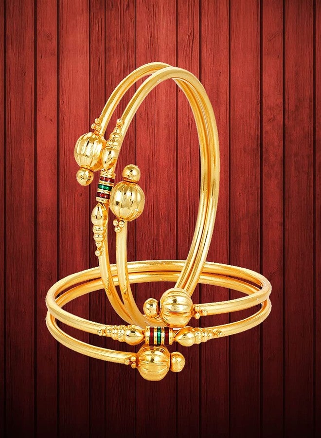 YouBella Jewellery Traditional Gold Plated Bracelet Bangle Set for Girls and Women (2.4) - Image 2