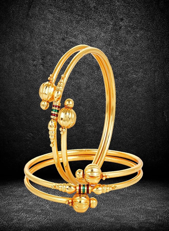 YouBella Jewellery Traditional Gold Plated Bracelet Bangle Set for Girls and Women (2.4) - Image 5
