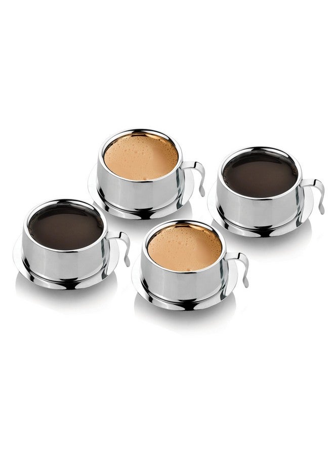 JVL كوب من الفولاذ المقاوم للصدأ مع قاعدة (فضي، 3 بوصة) - مجموعة من 4 - Image 1