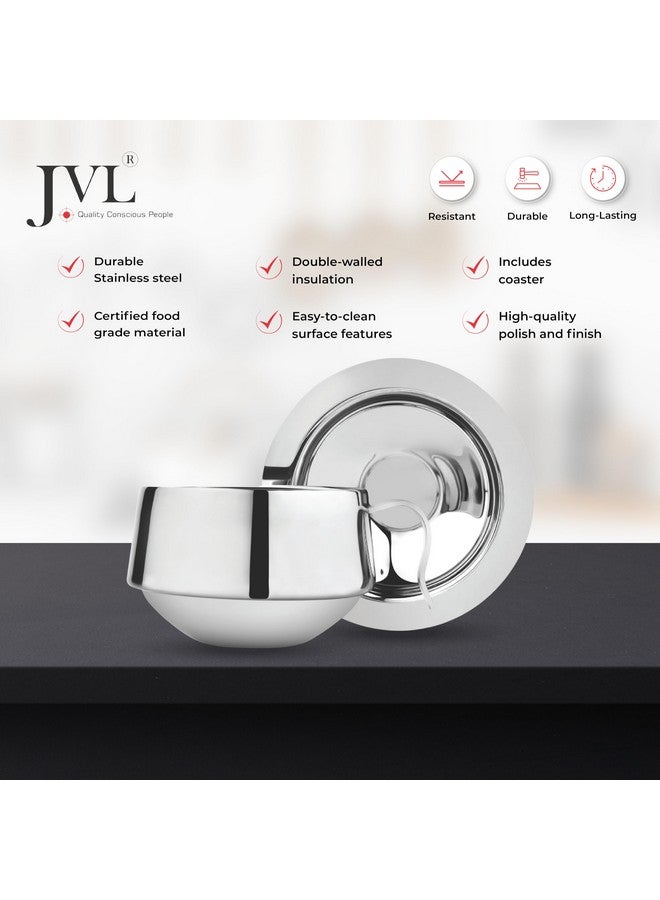 JVL كوب من الفولاذ المقاوم للصدأ مع قاعدة (فضي، 3 بوصة) - مجموعة من 4 - Image 3