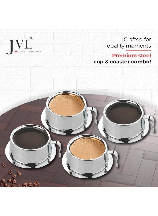 JVL كوب من الفولاذ المقاوم للصدأ مع قاعدة (فضي، 3 بوصة) - مجموعة من 4 - Image 4