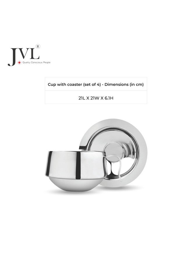JVL كوب من الفولاذ المقاوم للصدأ مع قاعدة (فضي، 3 بوصة) - مجموعة من 4 - Image 5