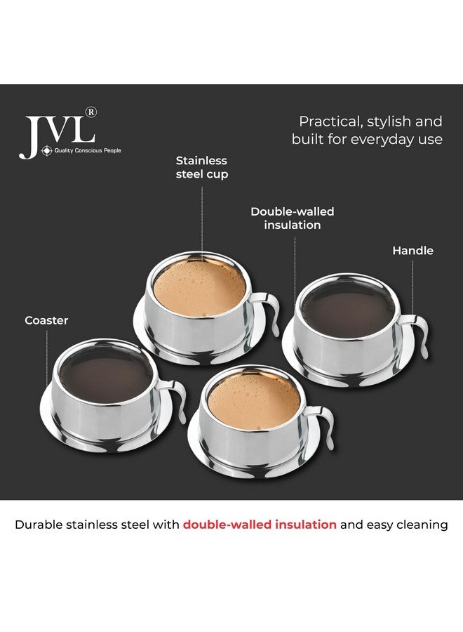JVL كوب من الفولاذ المقاوم للصدأ مع قاعدة (فضي، 3 بوصة) - مجموعة من 4 - Image 2
