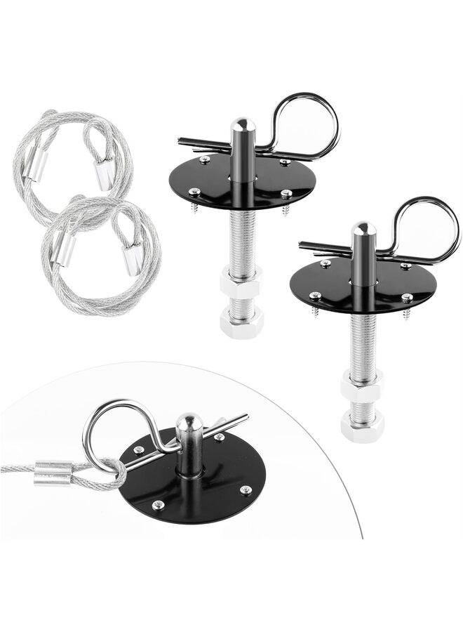 مجموعة دبابيس غطاء محرك السيارة - مشبك قفل دبوس غطاء محرك السيارة من الفولاذ المقاوم للصدأ مع حبل سباق لتثبيت غطاء محرك السيارة وتقليل الاهتزاز - ملحقات خارجية عالمية تناسب تعديلات السيارات - Image 1