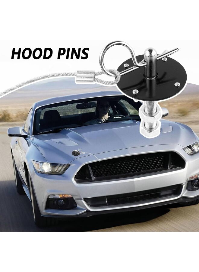 مجموعة دبابيس غطاء محرك السيارة - مشبك قفل دبوس غطاء محرك السيارة من الفولاذ المقاوم للصدأ مع حبل سباق لتثبيت غطاء محرك السيارة وتقليل الاهتزاز - ملحقات خارجية عالمية تناسب تعديلات السيارات - Image 4