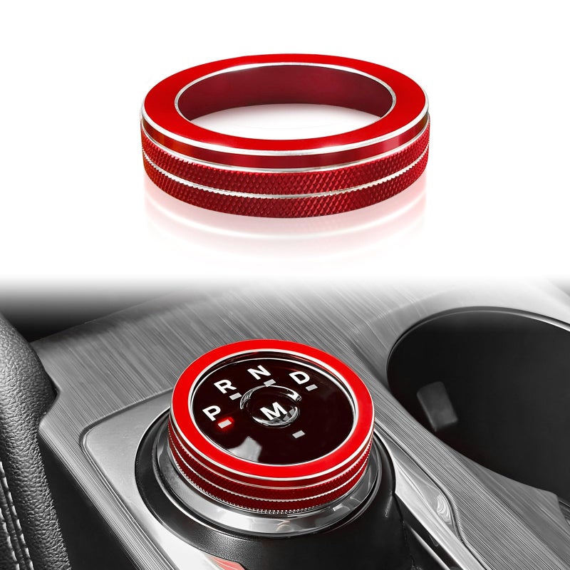 Ruautumn Car PRND Gear Shift Knob Cover for Ford Explorer 2021 2022 2023Auto Interior Accessories Compatible with Explorer ST XLT Limited Platinum Aluminum Alloy1pcRed - Image 3