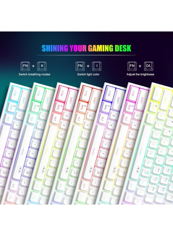M.A&F's Mini 60% Gaming Keyboard, Upgrade RGB Backlit 61 Key Ultra-Compact Keyboard, TS91 Ergonomic Waterproof Mechanical Feeling Office Computer Keyboard for PC, MAC, PS4, Xbox ONE Gamer(White) - Image 3