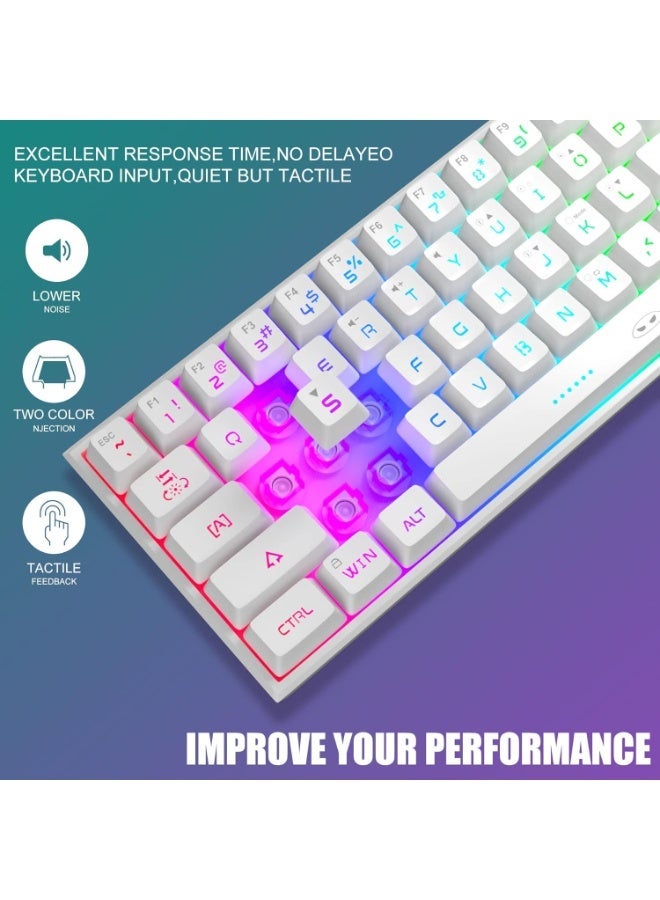 M.A&F's Mini 60% Gaming Keyboard, Upgrade RGB Backlit 61 Key Ultra-Compact Keyboard, TS91 Ergonomic Waterproof Mechanical Feeling Office Computer Keyboard for PC, MAC, PS4, Xbox ONE Gamer(White) - Image 4