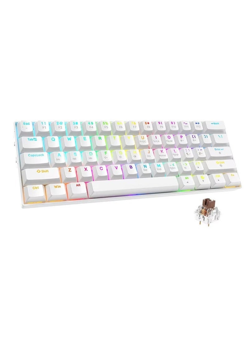 M.A&F's Mini 60% Gaming Keyboard, Upgrade RGB Backlit 61 Key Ultra-Compact Keyboard, TS91 Ergonomic Waterproof Mechanical Feeling Office Computer Keyboard for PC, MAC, PS4, Xbox ONE Gamer(White) - Image 1