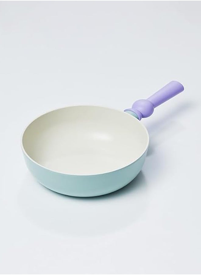 Generic 1Piece Macaroon Color Cast Aluminum Wokpan 9 inch Mint Green Induction (IH)  - Image 1