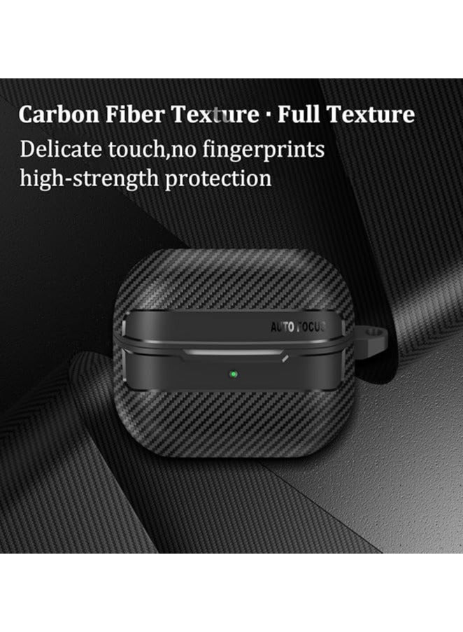 QIRG Case Compatible with Samsung Galaxy Buds3/Buds3 Pro/Buds 3 FE with Keychain, Carbon Fiber Armor Shockproof Wireless Charging Protective Cover - Image 5