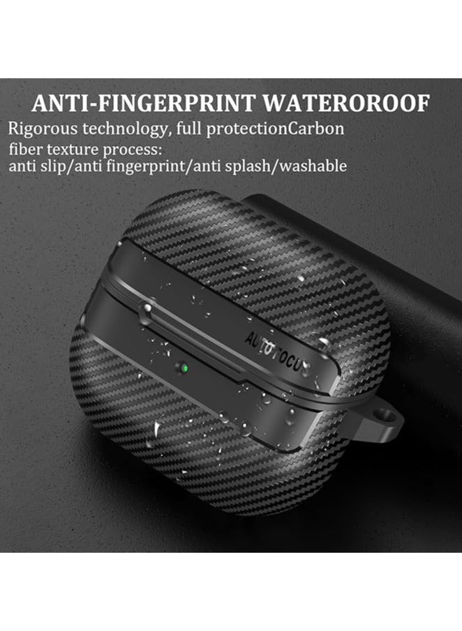 Case Compatible with Samsung Galaxy Buds3/Buds3 Pro with Keychain, Carbon Fiber Armor Shockproof Wireless Charging Protective Cover  - Image 4