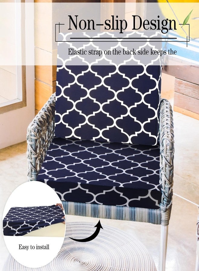 نيووي، 4 قطع من أغطية الوسائد الخارجية المقاومة للماء لأثاث الفناء، أغطية وسائد أريكة خارجية قابلة للتمدد، بديلة لأغطية الكراسي والأرائك بنمط مغربي، أغطية ناعمة ومرنة (أزرق داكن) - Image 4