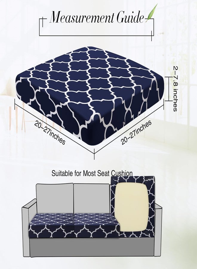 نيووي، 4 قطع من أغطية الوسائد الخارجية المقاومة للماء لأثاث الفناء، أغطية وسائد أريكة خارجية قابلة للتمدد، بديلة لأغطية الكراسي والأرائك بنمط مغربي، أغطية ناعمة ومرنة (أزرق داكن) - Image 2