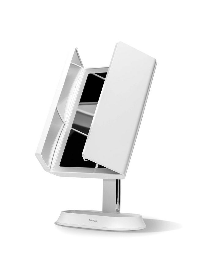 Fancii Led Lighted Makeup Mirror With 3 Color Temp Rechargeable Trifold Vanity Mirror With 5X / 7X Magnifications Dimmable Lights Ultra Reflective Glass Touch Sensor Cosmetic Stand (Zora)  - Image 1