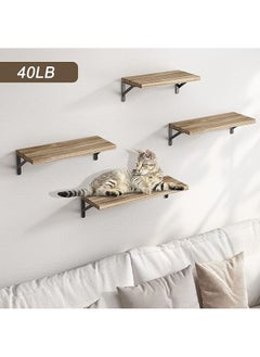 Arabest Floating Shelves, Rustic Wood Shelves, 4 Sets of Wall Mounted Shelf for Bathroom Decor, Bedroom, Living Room and Plants  - Image 4