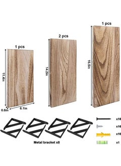 Arabest Floating Shelves, Rustic Wood Shelves, 4 Sets of Wall Mounted Shelf for Bathroom Decor, Bedroom, Living Room and Plants  - Image 3