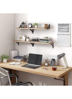 Arabest Floating Shelves, Rustic Wood Shelves, 4 Sets of Wall Mounted Shelf for Bathroom Decor, Bedroom, Living Room and Plants  - Image 5
