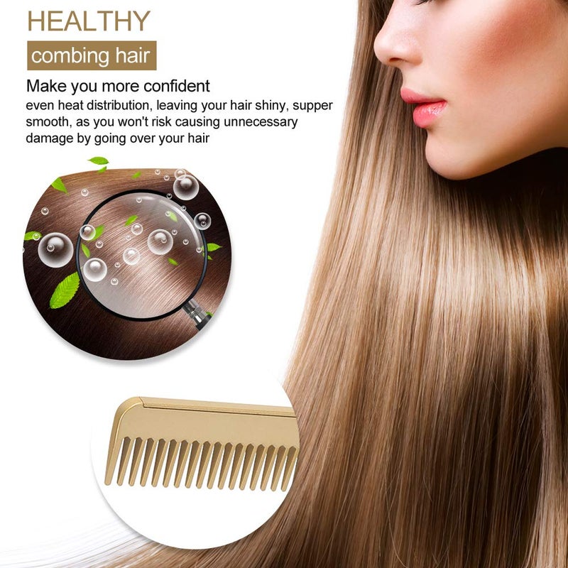 woobles Electric Heating Comb, Heat Ceramic Hair Straightener Wet Dry Use Hot Comb Electric for Wigs Copper Hair Straightening Portable Curling Iron Heated Brush Hairdressing Tool for Beard Hair us - Image 4