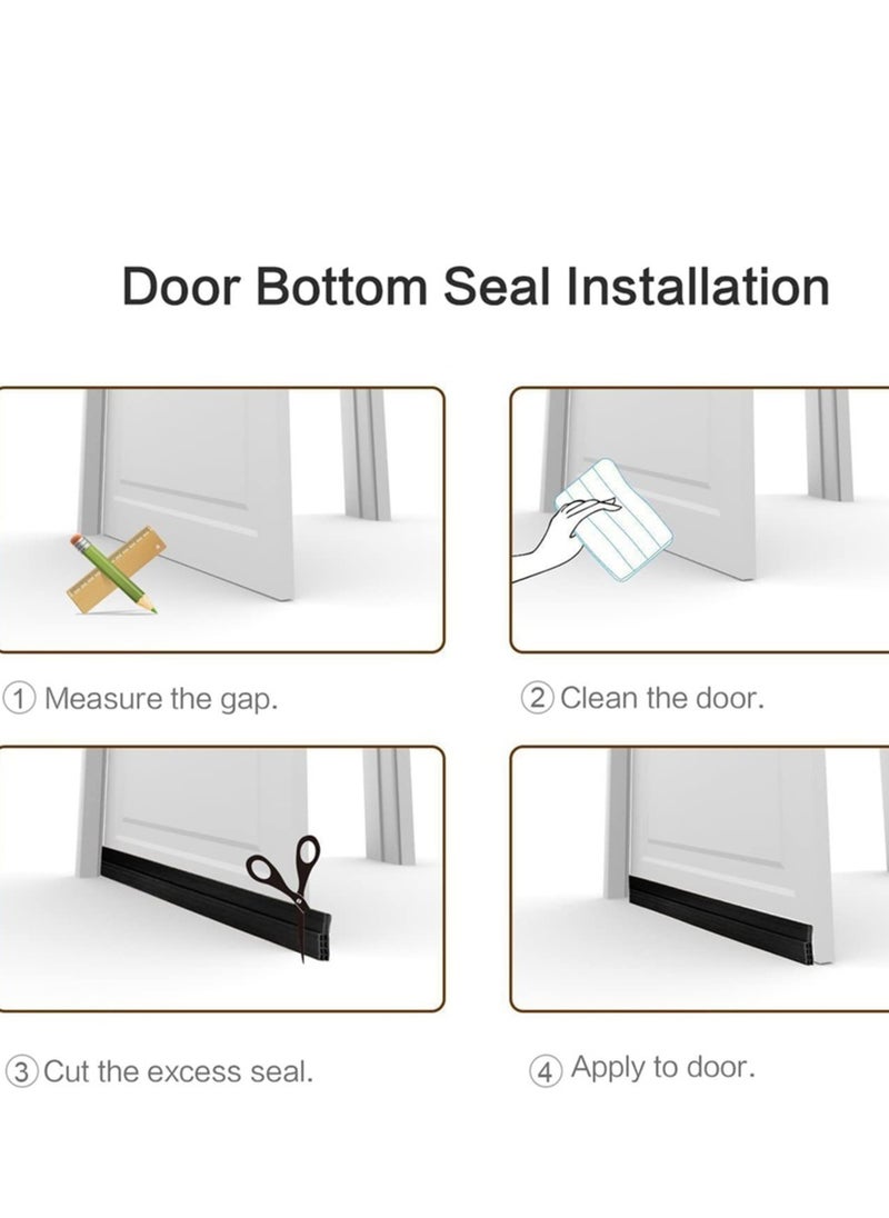 SYOSI - Weatherproof Under Door Sweep Soundproof Rubber Seal for Interior and Exterior Doors Effective Draft and Noise Barrier 1M Black - Image 1