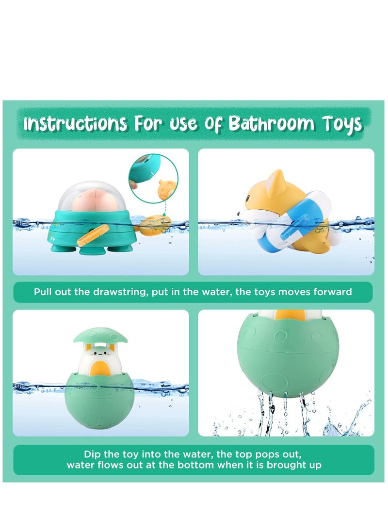 KASTWAVE - 3 Pack Baby Bath Toys Floating Wind Up Toys Spray Bathing Tub Fountain Toys for Toddlers 1-3 Shower and Floating Toys Pool Bath Time Bathtub Pool Sprinkle Bath Toy for Kids Children - Image 1