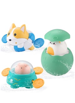 KASTWAVE 3 Pack Baby Bath Toys Floating Wind Up Toys Spray Bathing Tub Fountain Toys for Toddlers 1-3 Shower and Floating Toys Pool Bath Time Bathtub Pool Sprinkle Bath Toy for Kids Children  - Image 1