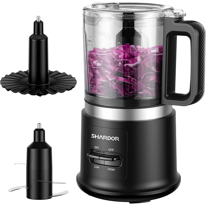 SHARDOR Food Chopper, 4 Cup Mini and Fast Food Processor, Electric Meat Grinder with 2 Speed, 4 Stainless Steel Blades, and Whisk, 400W Power for Chopping, Mixing, Emulsifying, Puree and Whisking, BPA-Free - Image 1
