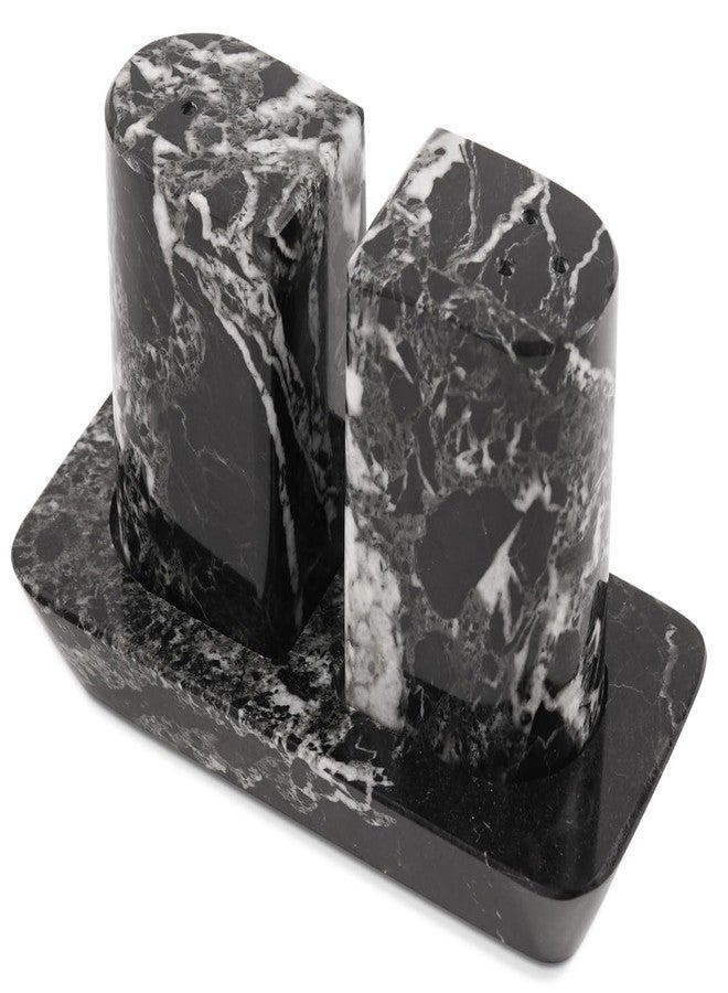 Radicaln Marble Salt and Pepper Shakers - 2.5" Black Handcrafted Stone Spice Set for Kitchen Table, Saleros Pink Salt Holder, Farmhouse Kitchen Decor, Elegant Home Essentials - Image 1